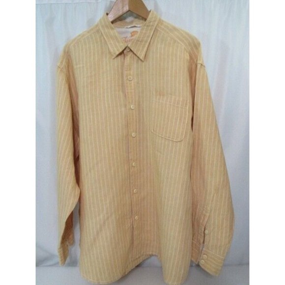 Tommy Bahama Relax Yellow Stripe Linen Button Down Shirt XXL/TG - Picture 1 of 7